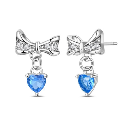 Luxury 925 Silver Pink Heart Pearl Butterfly Zircon Drop Earrings for Elegant Women