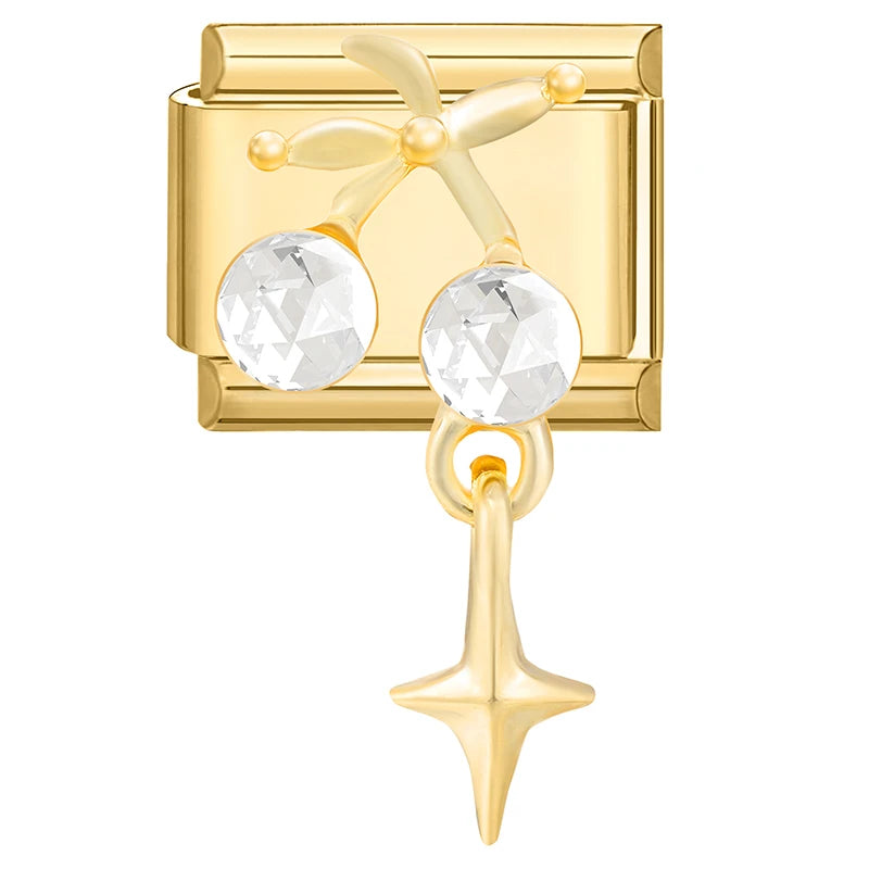 Golden 3D Bow Crown Flowers Pearl Charms for 9mm Italian Bracelet Stainless Steel DIY Jewelry