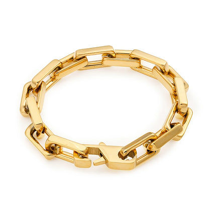 Enfashion Women's 18K Gold Plated Square Chunky Chain Necklace and Bracelet Set