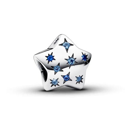 925 Sterling Silver Santa Elk Moon Star Bead Charm Cute