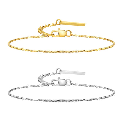 Men's Gold-Tone Stainless Steel Hammer Chain Bracelet Trendy Square Link Design