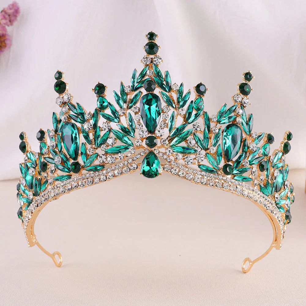 Diezi Baroque Vintage Crystal Tiara Crown for Women and Girls Wedding Party Elegant Rhinestone Hair Jewelry