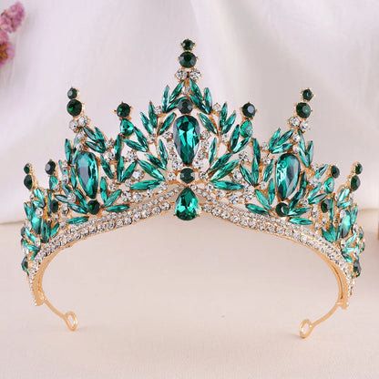 Diezi Baroque Vintage Crystal Tiara Crown for Women and Girls Wedding Party Elegant Rhinestone Hair Jewelry