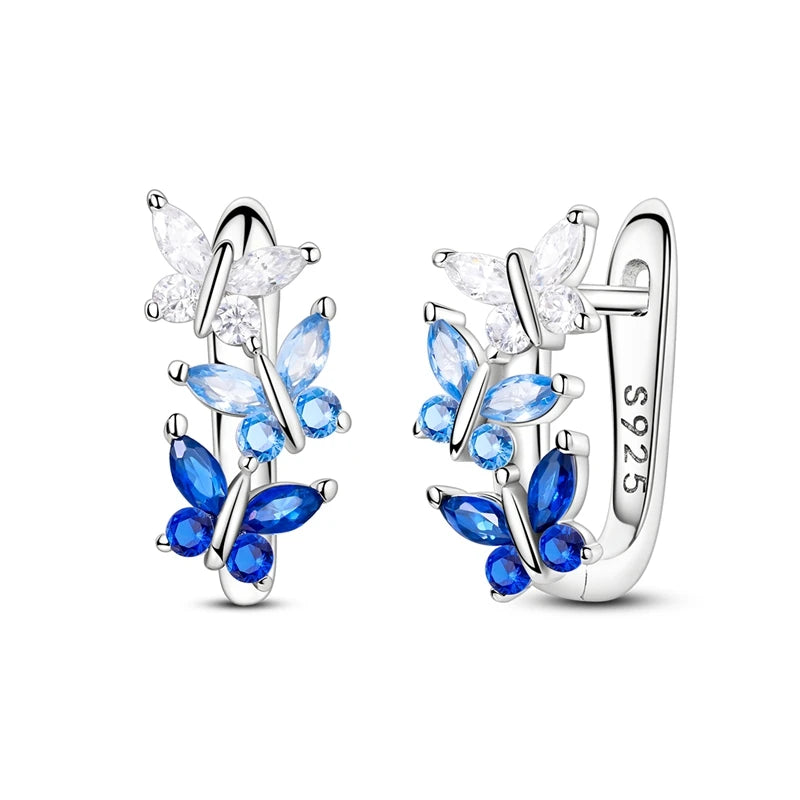 925 Sterling Silver Zirconia Hoop Earrings for Women Engagement Birthday Gift KTE439