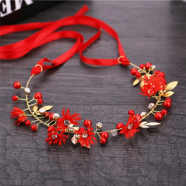 Romantic Rhinestone Floral Wreath Crown for Bridesmaids