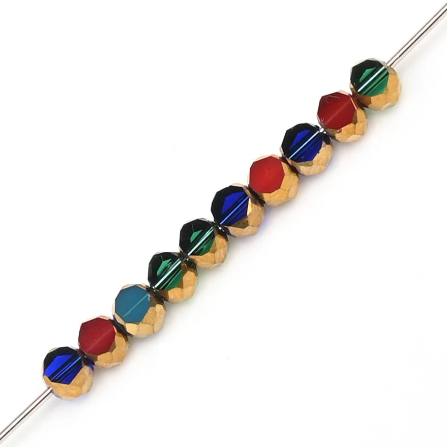 72 Pieces Golden Plated Glass Beads 3x4mm Oval Flat Faceted Crystal Beads for DIY Jewelry Making Necklaces and Bracelets