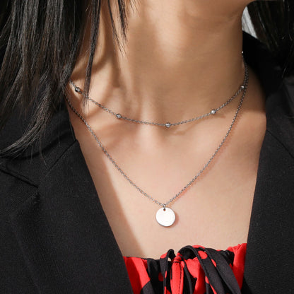 Skyrim Korean Fashion Round Pendant Beads Choker Necklace for Women Double Layer Minimalist Streetwear Jewelry