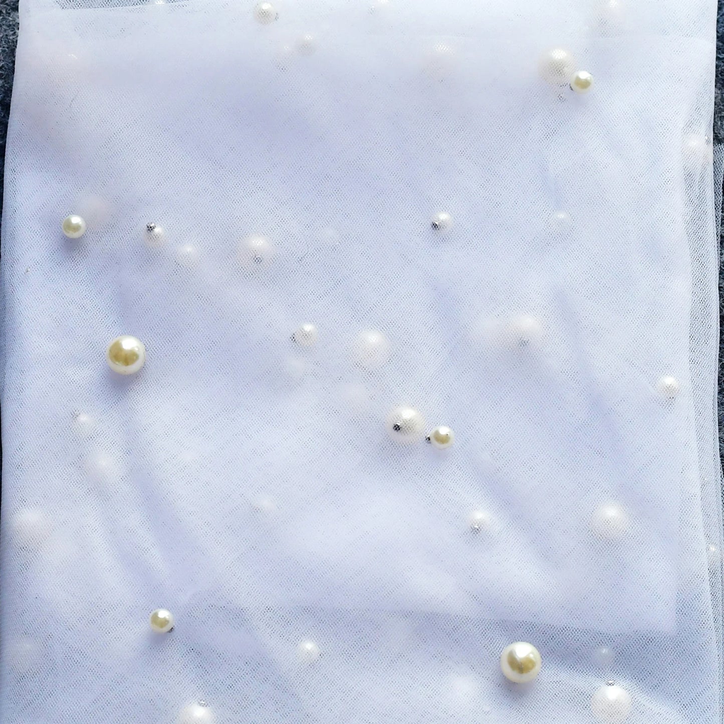 Pearls Bridal Veil Soft 1 Tier Beaded Wedding Veil Cathedral Length with Comb Elegant Wedding Accessories