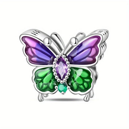Green Monstera Leaf Charm 925 Sterling Silver Dangle Bracelet Jewelry for Women PAC1530