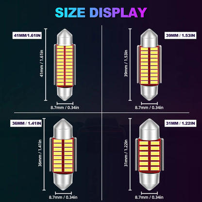 Versatile Car LED Festoon Interior Light Bulbs for Dome Map Door Courtesy License Plate Lights