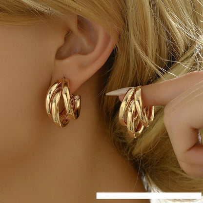Elegant Gold Hoop Earrings Vintage Geometric Luxury Jewelry for Women golden
