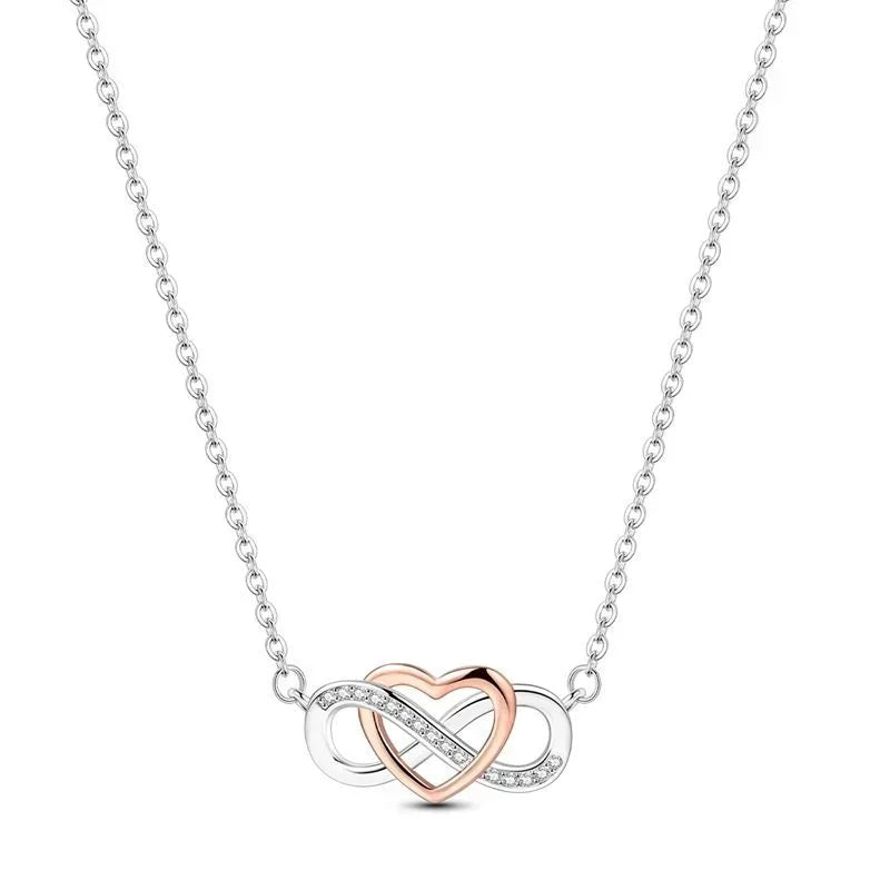 Original 925 Sterling Silver Heart Skull Necklace Ring and Cross Bracelet Set with Zircon Accents for Halloween and Valentine Gifts