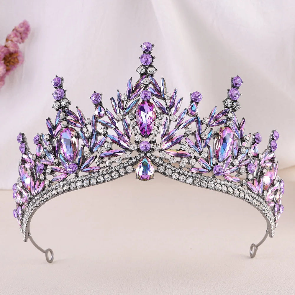 Diezi Baroque Vintage Crystal Tiara Crown for Women and Girls Wedding Party Elegant Rhinestone Hair Jewelry