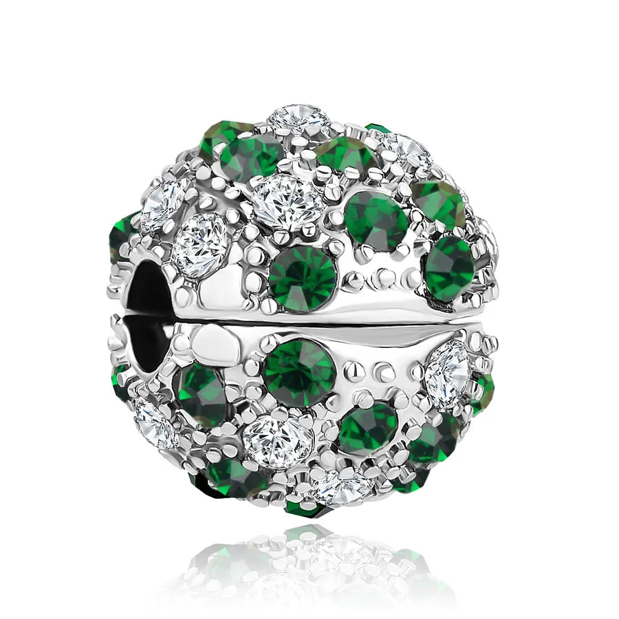 925 Sterling Silver Green Clover Pendant for European Bracelet Charms Women Jewelry B054-lv