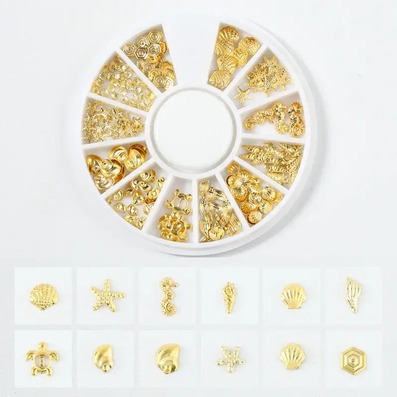 Resin Filling Metal Rivet Moon Stars Nail Art Decorations Mixed Beach Ocean Style Jewelry DIY Charms PP-XY-7