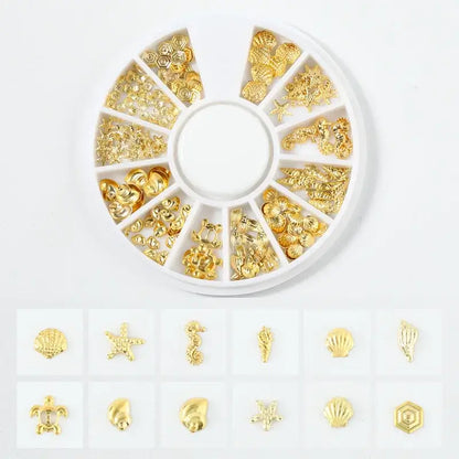 Resin Filling Metal Rivet Moon Stars Nail Art Decorations Mixed Beach Ocean Style Jewelry DIY Charms PP-XY-7