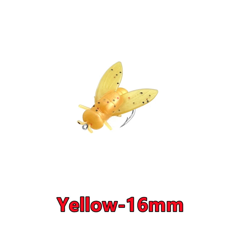 New 50-10PCS Mini Bionic Fly Fishing Bait For Salmon Trout Yellow-16mm