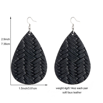 Elegant Faux Leather Teardrop Earrings for Women Lightweight Dangle Fashion Jewelry