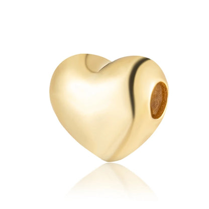 Golden Dragon Double Heart Dangle Charm Bead For 925 Bracelet