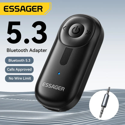 Essager Bluetooth 5.3 Audio Receiver with 3.5mm AUX Jack for Car Speakers Headsets Tablets and Laptops