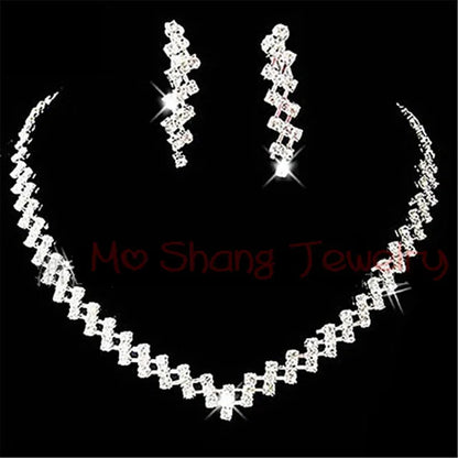 Luxury Crystal Bridal Jewelry Set with African Beads and Rhinestone Necklace and Earrings for Engagement Party Gift