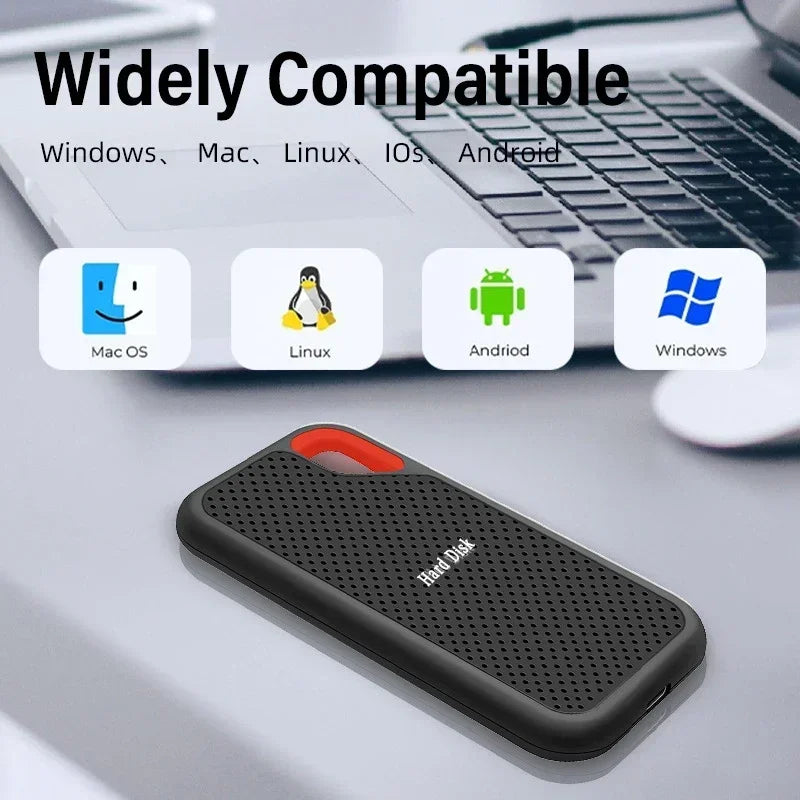 AEVYVKV Portable 1TB SSD External Solid State Drive High Speed 4TB Hard Disk Large Capacity 128TB Storage Compatible with Laptops Phones and Mac
