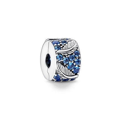 European Mother's Day Love Heart Spring Blue Pendant Bead Charm Jewelry for Women