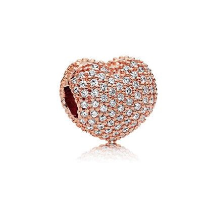 Sparkling Intertwined Love Hearts Charm Beads for 925 Sterling Silver Bracelet