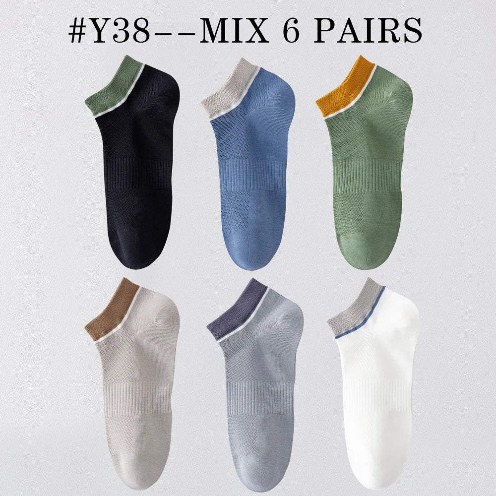 6 Pairs Mens Anti Odor Breathable Ankle Socks Cotton
