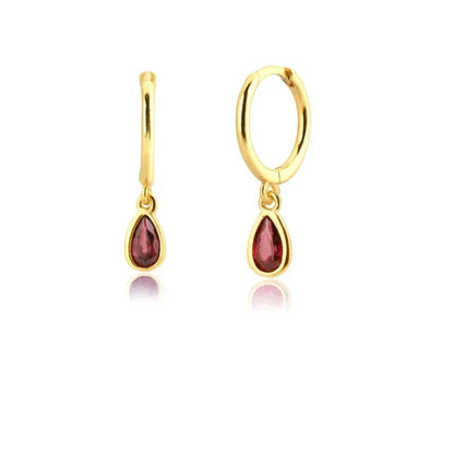 Rose Red Zircon Hoop Earrings for Women Minimalist Dangle Party Jewelry Trend 2025