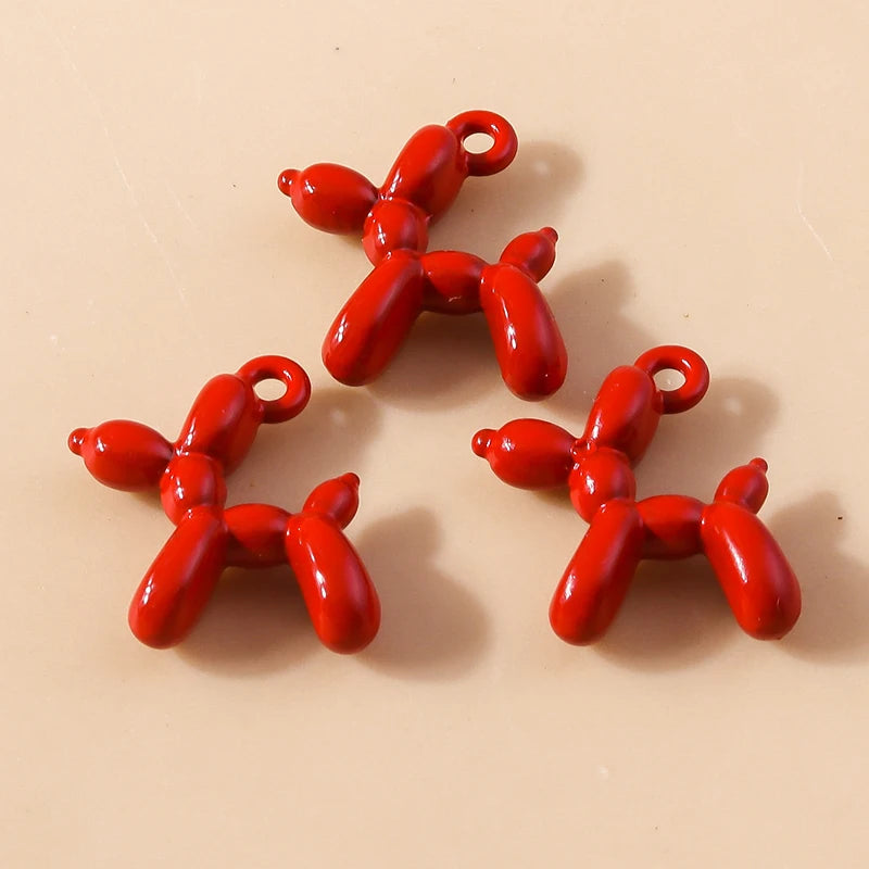 Vibrant 3D Balloon Dog Charms Set for Creative Jewelry Design