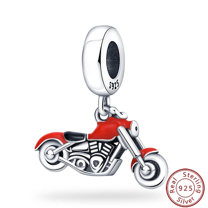 Sterling Silver Sports Car and Motorcycle Charms for DIY Jewelry Making PAC1067