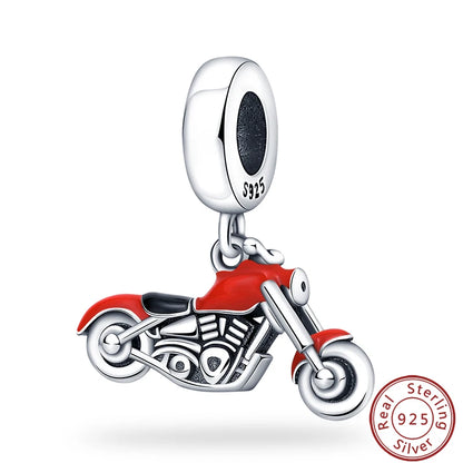 Sterling Silver Sports Car and Motorcycle Charms for DIY Jewelry Making PAC1067