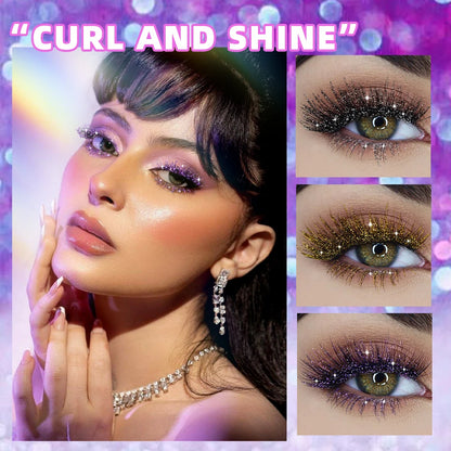 Diamond Mascara with Shining Galaxy Sequins for Thick Curling Glitter Eyelashes Quick Dry and Sweat Proof Shimmer Makeup