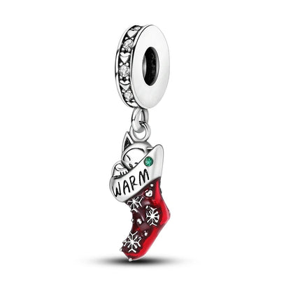 Sterling Silver Snowman Charm Beads for Bracelets Jewelry Gift KTC489