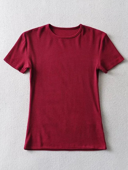 Slim Cotton Blend Cropped Tee For Women O Neck Summer