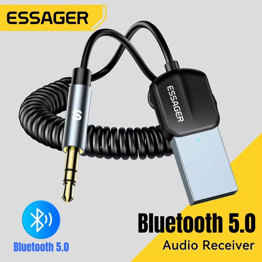 Essager Bluetooth 5.0 USB Audio Adapter Wireless Handsfree Car Stereo Transmitter Receiver with 3.5mm Jack