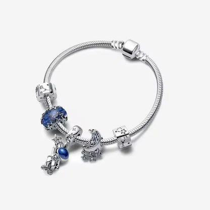 925 Silver Galaxy Charms Bracelet with Starry Sky Beads and Planetary Motifs