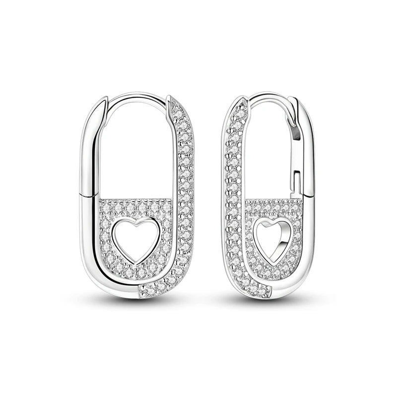 925 Sterling Silver Zirconia Hoop Earrings for Women Engagement Birthday Gift KTE386