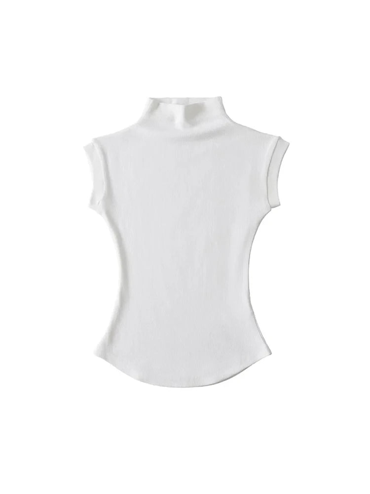 Dozw Women Sleeveless Turtleneck Top Slim Fit Tee Shirt