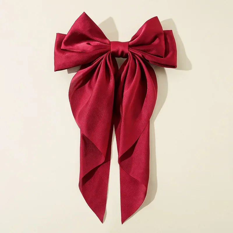 Korean Satin Big Bow Hair Clips For Women And Girls