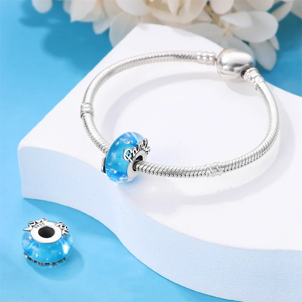 Colorful Flower Murano Glass Charm 925 Sterling Silver Top Rated DIY Jewelry for Bracelets and Necklaces