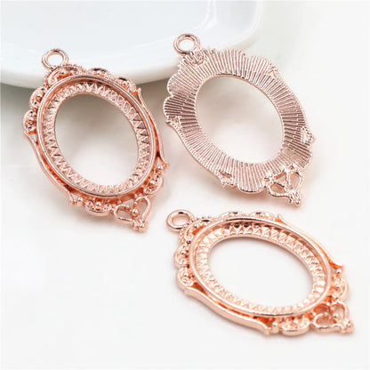 Antique Finish Cameo Cabochon Bracelet Setting Trays in Gold Silver Bronze and Rhodium 10 Pack