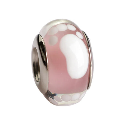 925 Sterling Silver Murano Glass Footprint Charm Colorful Zircon Bead for Women DIY Necklace and Bracelet Jewelry