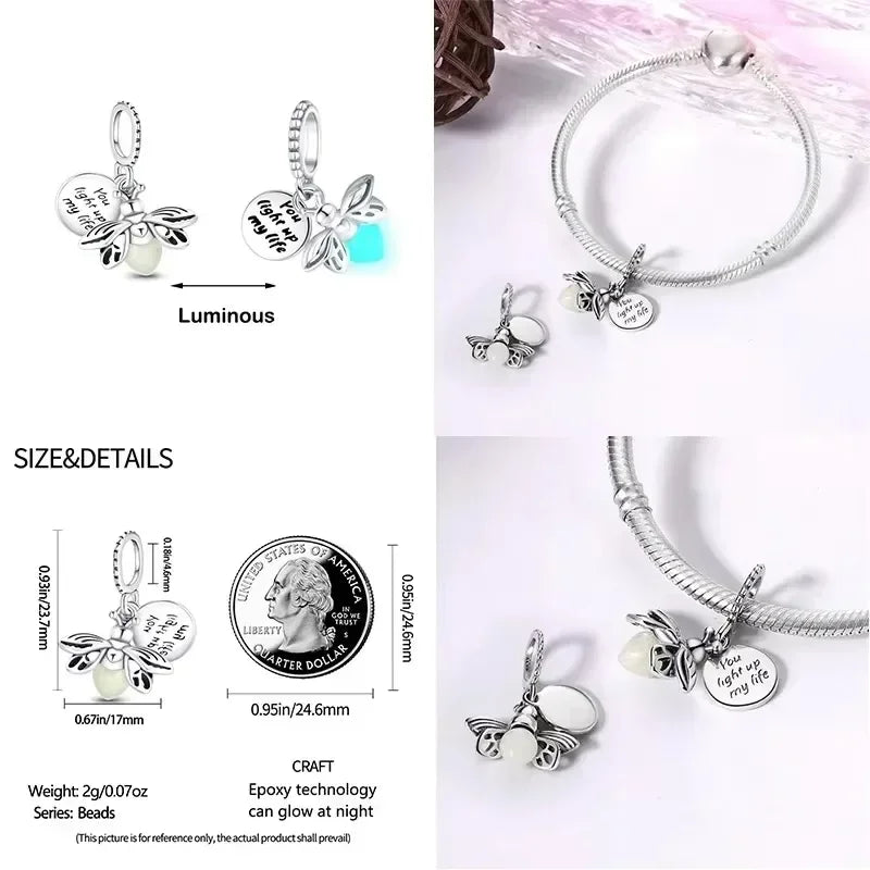 925 Sterling Silver Purple Star Animal Heart Flower Charms Beads for DIY Necklace and Bracelet Jewelry Gift