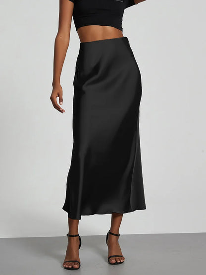Satin Party Long Skirt High Waist Mermaid Fishtail Women