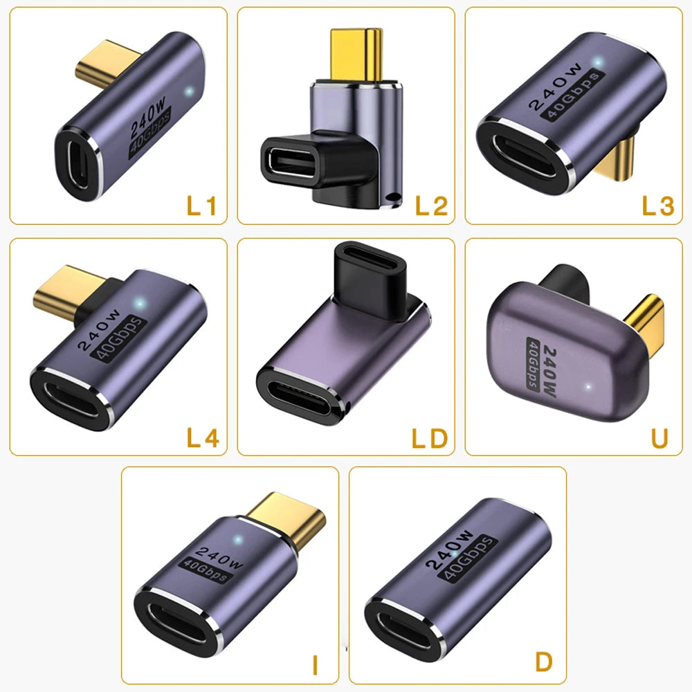 UGOURD USB4 Type C to Type C Adapter Thunderbolt 3 4 40Gbps OTG Extension Cable PD 240W Support 8K120Hz for Laptops