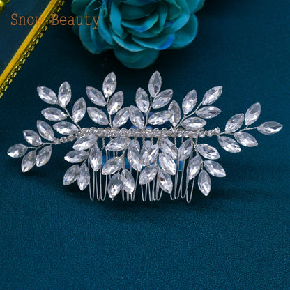 Elegant Crystal Bridal Hair Comb Silver Gold Wedding Headpiece for Women