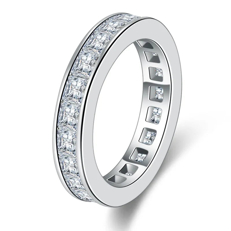 Luxury Pave AAAAA CZ 925 Sterling Silver Engagement Wedding Ring for Women and Men Vintage Party Jewelry Gift