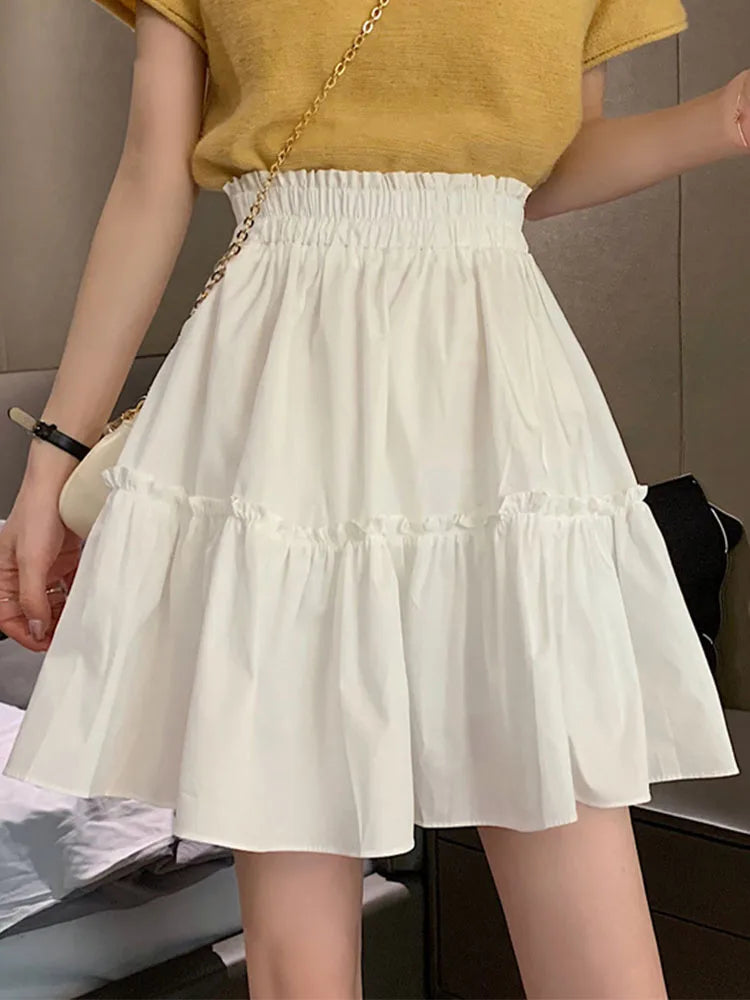 Kawaii Patchwork Fungus Mini Skirt Fairycore Preppy Style